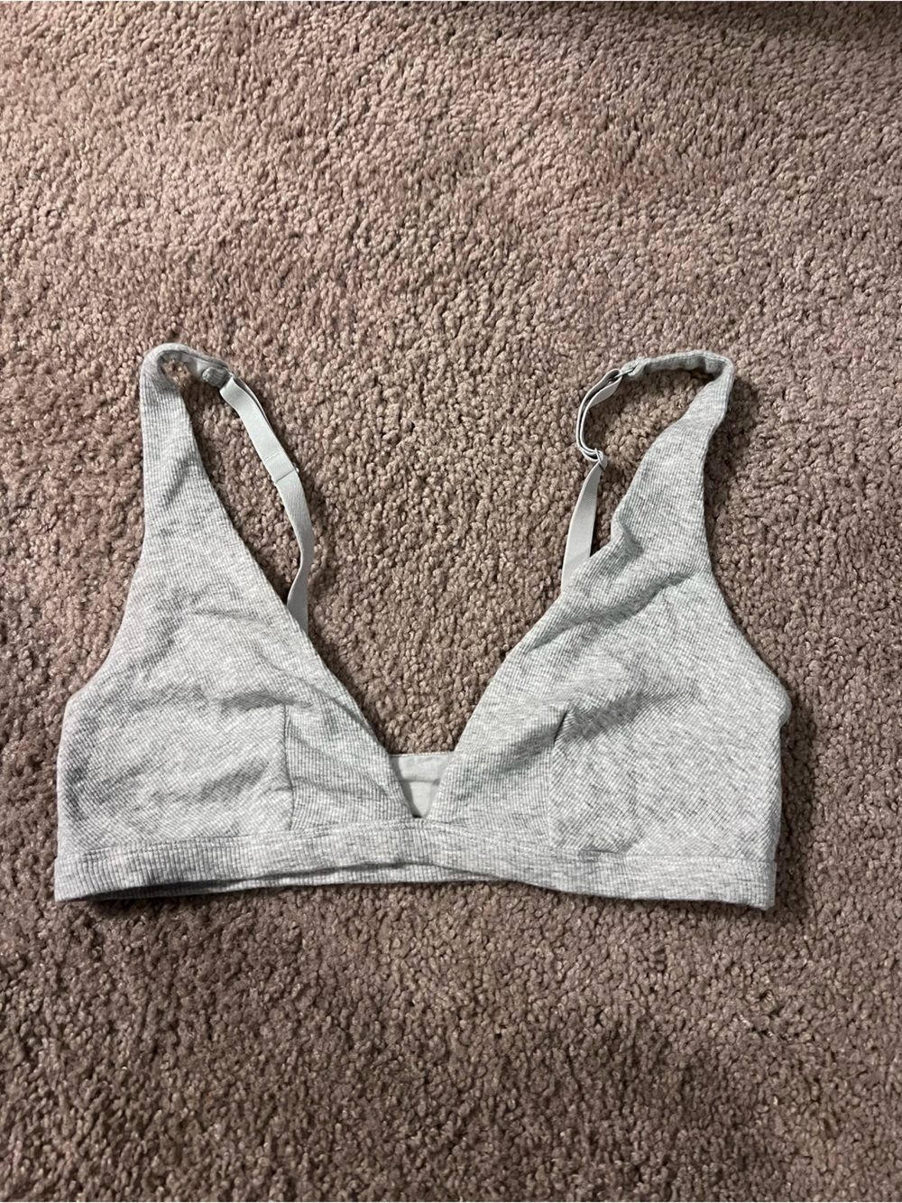 Auden Light Gray Ribbed Knit Bralette
